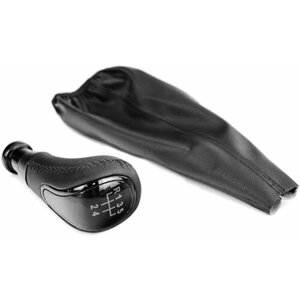 Ручка КПП с пыльником в стиле Vesta вставка черный лак, экокожа с черной прострочкой Sal-Man на ВАЗ 2108-21099
