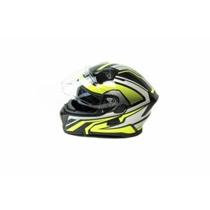 Шлем мото модуляр HIZER J5906 #1 (L) black/neon yellow (2 визора)