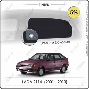 Шторки на автомобиль солнцезащитные LADA 2114 1 Хетчбек 5дв. (2001 - 2013) на задние двери 5%сетки от солнца в машину лада 2114, Каркасные автошторки Premium