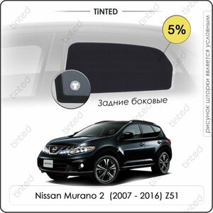 Шторки на автомобиль солнцезащитные Nissan Murano 2 Кроссовер 5дв. (2007 - 2016) Z51 на задние двери 5%сетки от солнца в машину ниссан мурано, Каркасные автошторки Premium