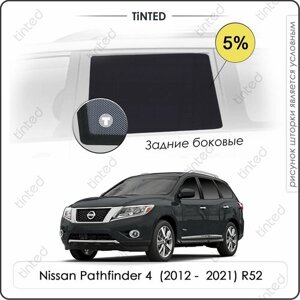Шторки на автомобиль солнцезащитные Nissan Pathfinder 4 Внедорожник 5дв. (2012 - 2021) R52 на задние двери 5%сетки от солнца в машину ниссан патфайндер, Каркасные автошторки Premium