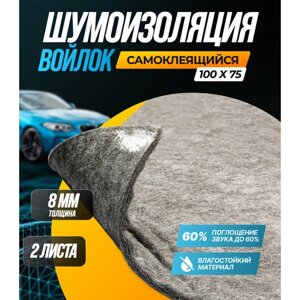 Шумоизоляция SGM Виолон ПТ-540 войлок самоклеящийся, 60% звукопоглащения/ Шумка для авто/Звукоизоляция комплект 2 листа