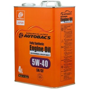 Синтетическое моторное масло Autobacs Fully Synthetic 5W-40 SN/CF, 4 л, 1 шт.