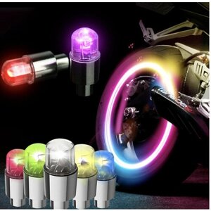 Светодиодная подсветка для велосипедного колеса LED, светящиеся колпачки на ниппель, 2 шт