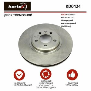 Тормозной диск Kortex для Audi A4 / A5 07-A6 / A7 10-Q5 08- перед. вент.(d-320mm) OEM 8K0615301A, DF6015S, KD0324, KD0424