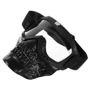 TORSO Очки-маска для езды на мототехнике, разборные, визор прозрачный, цвет черный
