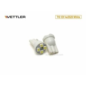 VETTLER T101235284WHITE Лампа светодиодная 12 V T10-4 SMD белая повторит, габарит б/цок (к-т 2шт); VETTLER