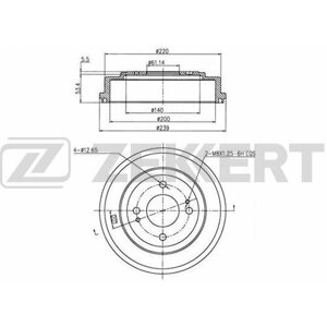 Zekkert BS-5540 барабан торм. задн. honda accord III 85- civic V VI 91-