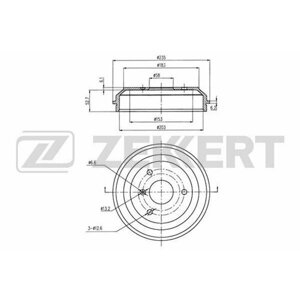 Zekkert Тормозной барабан задний для Smart City-Coupe (450) 98- Fortwo (450) 04- Roadster (452) 03-