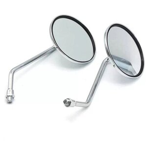 Зеркало заднего вида на скутер (комплект)/ Зеркала для мопеда универсальные / зеркала для мотоцикла хромированные/ Зеркала для ретро мопедов