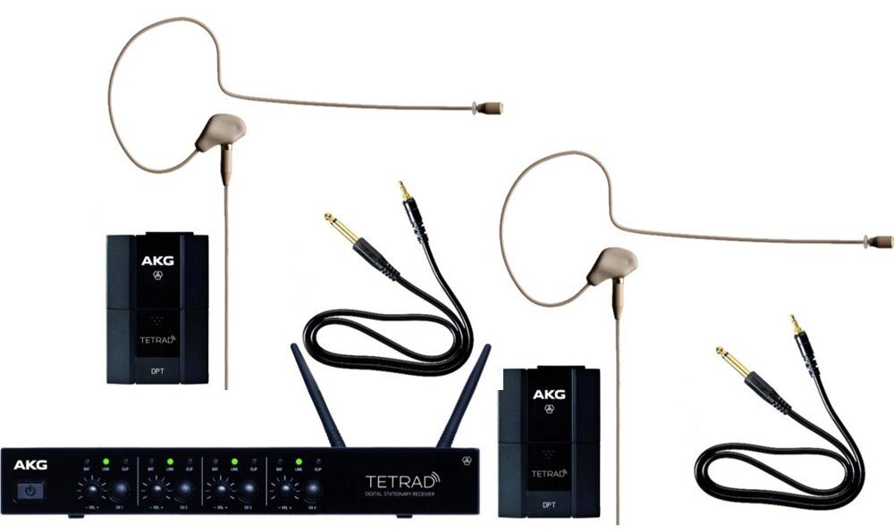 AKG DMS TETRAD PERFORMER SET 4/2 цифровая радиосистема: 1 четырёхканальный приёмник DSR Tetrad, 2 поясных передатчика от компании MetSnab - фото 1