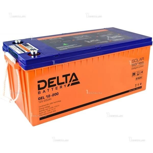 Аккумулятор DELTA гелевый GEL 12-200 (12В, 200Ач / 12V, 200Ah /под болт M6) LСD дисплей от компании MetSnab - фото 1