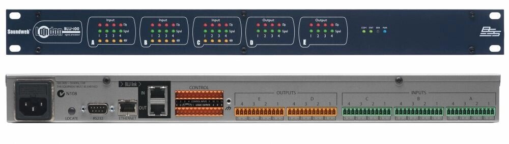 BSS BLU-100 аудио-матрица с процессором. 12 аналоговых mic/line входов, 8 аналоговых выходов. BLU-Link (без CobraNet) от компании MetSnab - фото 1