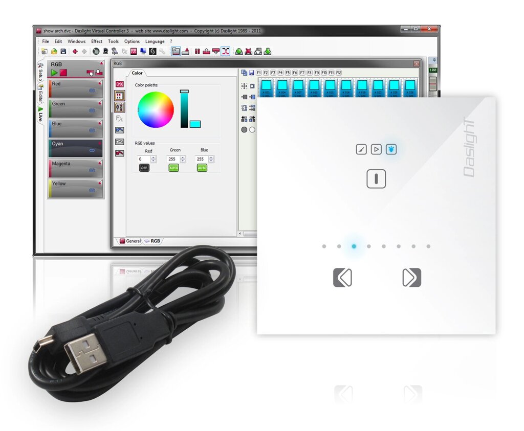 DASLIGHT DPAD128 DMX контроллер настенный, сенсорный, 128DMXout chan (USB каб+CD+бп) от компании MetSnab - фото 1
