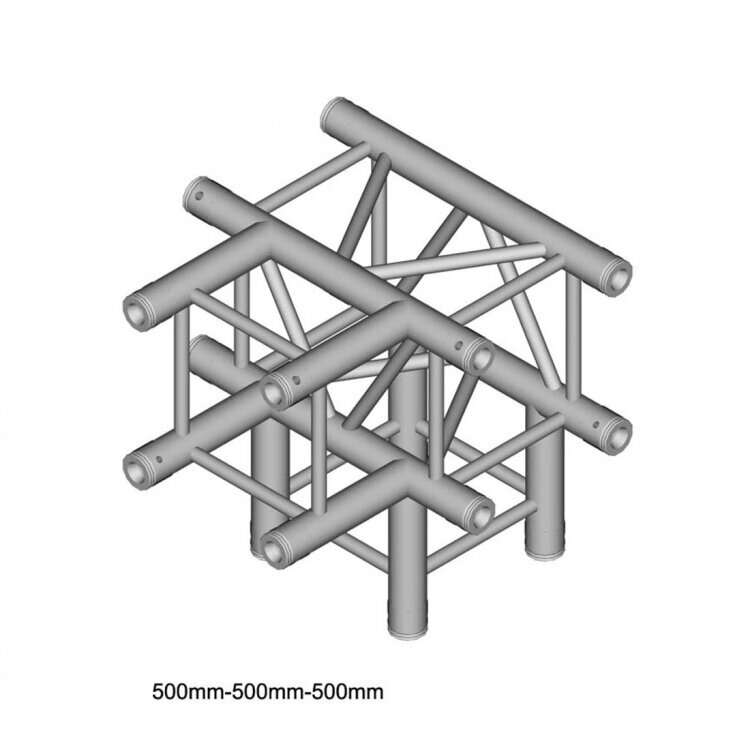 Dura Truss DT 34 T40-TD T- joint + Down Узел стыковочный четырехлучевой - T+Down, 90°, алюминиевый, сечение 290х290 мм, от компании MetSnab - фото 1