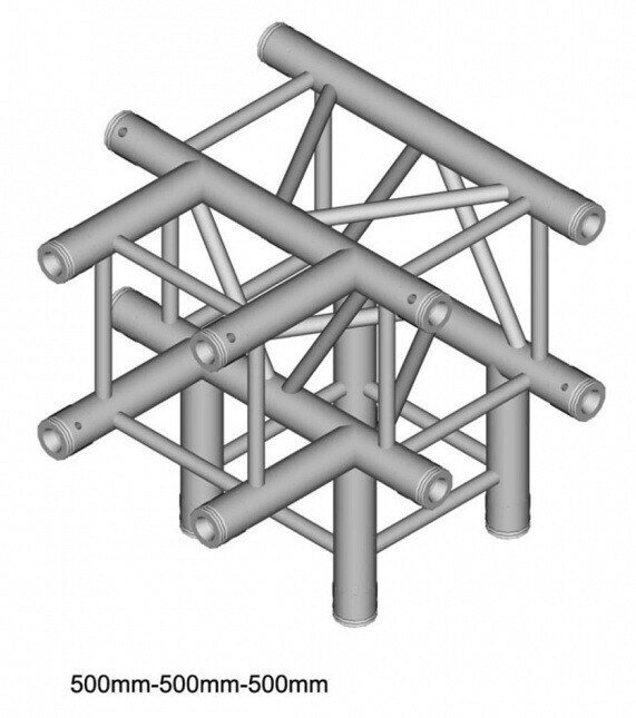 Dura Truss DT 34 T40-TD T- joint + Down узел стыковочный четырехлучевой - T+Down, 90°, сечение 290 х 290 мм, длина от компании MetSnab - фото 1