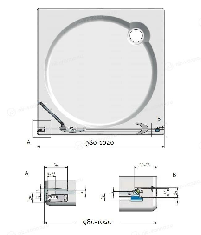 Душевая дверь Roth Elegant Line GDNP1 100х80х200 с поддоном от компании MetSnab - фото 1