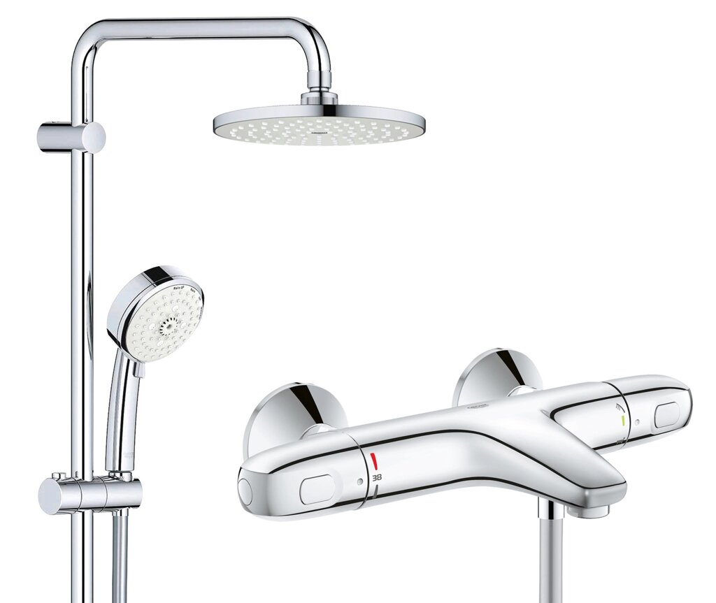 Душевая стойка с термостатом для ванны Grohe Grohtherm 1000 (SET330), хром (34155003, 26453003) от компании MetSnab - фото 1