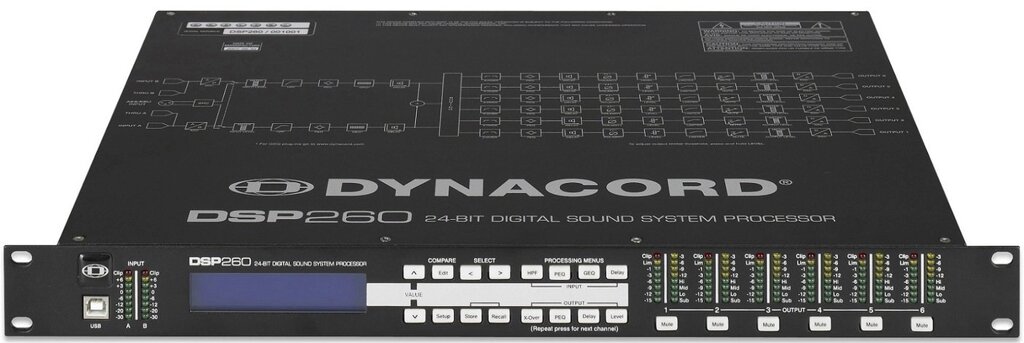 Dynacord DSP 260 системный процессор, 2 IN / 6 OUT, AES/EBU in, USB интерфейс для подключения к PC от компании MetSnab - фото 1