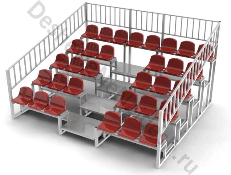 ES4 Быстровозводимая трибуна 5-ти рядная с ограждениями сзади и по бокам DNN от компании MetSnab - фото 1