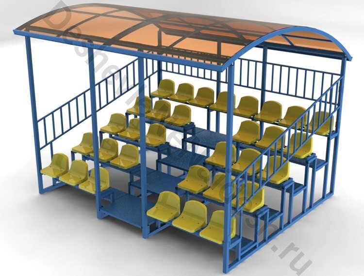 ES5 Быстровозводимая трибуна 5-ти рядная с крышей и ограждениями сзади и по бокам DNN от компании MetSnab - фото 1
