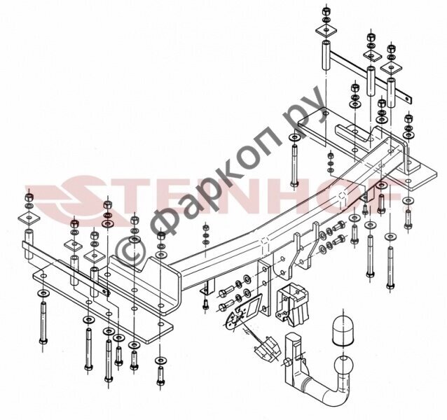 Фаркоп Steinhof для Ssang Yong Kyron II 2005- съемный от компании MetSnab - фото 1