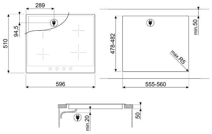 Индукционная варочная панель smeg SI964NM от компании MetSnab - фото 1