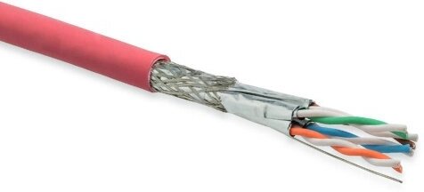 Кабель витая пара SFTP 7 кат. 4 пары Hyperline SFTP4-C7-S23-IN-LSZH-RD-500 (500 м)(23 AWG), solid, LSZH, нг (С)-HF от компании MetSnab - фото 1