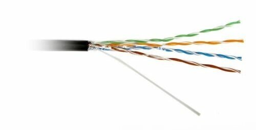 Кабель витая пара UTP 5e кат. 4 пары Hyperline UUTP4-C5E-S22-OUT-PE-BK-1000 (1000м) (22 AWG), одножильный (solid), от компании MetSnab - фото 1