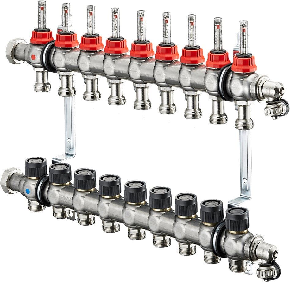 Коллектор Oventrop Multidis SF с ротаметрами, на 9 контуров от компании MetSnab - фото 1
