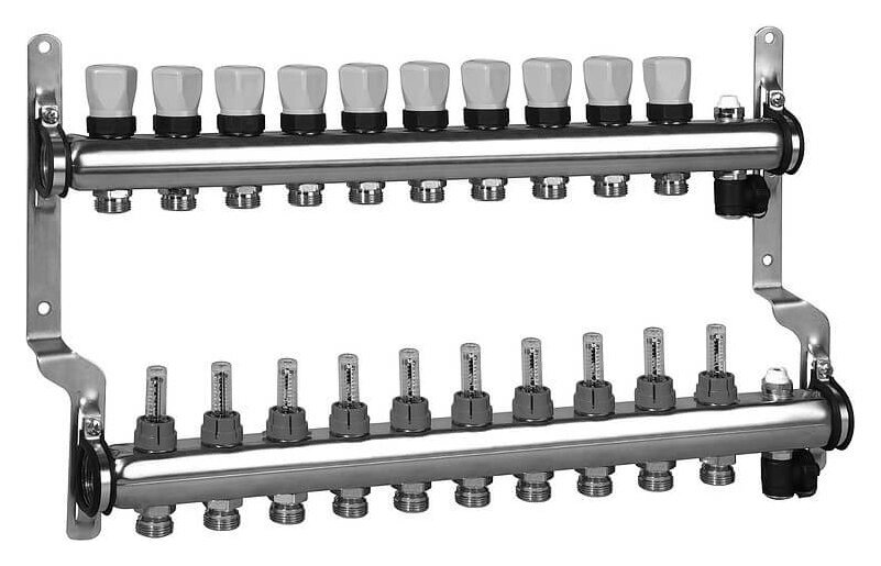 Коллектор распределительный Meibes 1 на 10 контуров, с расходомерами RW 1794150quot; от компании MetSnab - фото 1