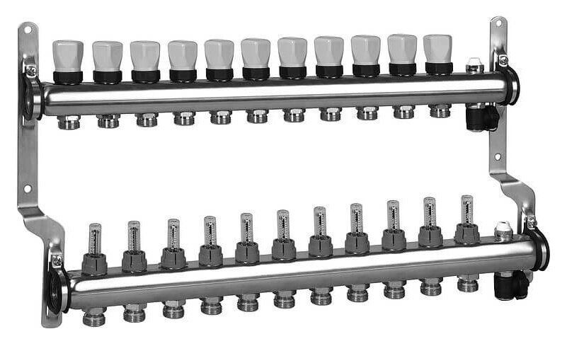 Коллектор распределительный Meibes 1 на 11 контуров, с расходомерами RW 1794151quot; от компании MetSnab - фото 1