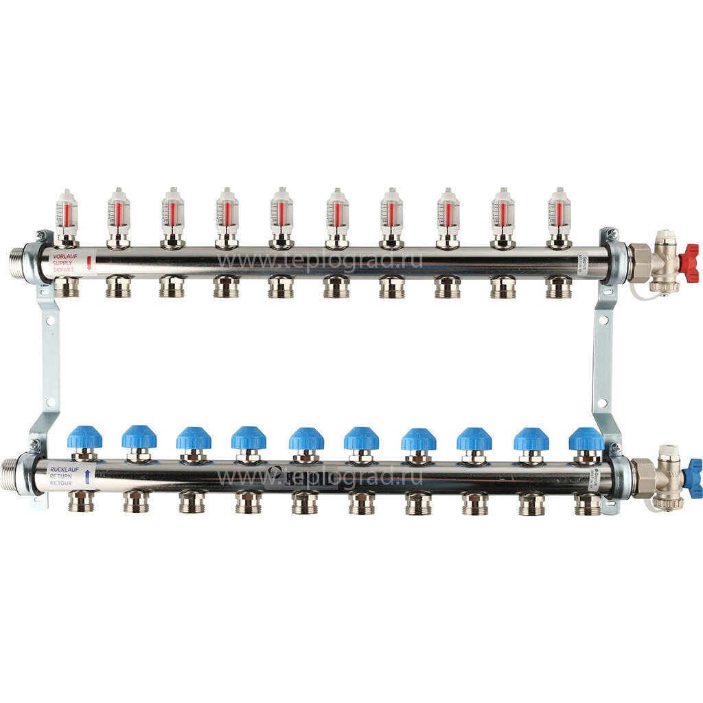 Коллектор Rehau HKV-D на 10 контуров с расходомерами - 12081011002 от компании MetSnab - фото 1