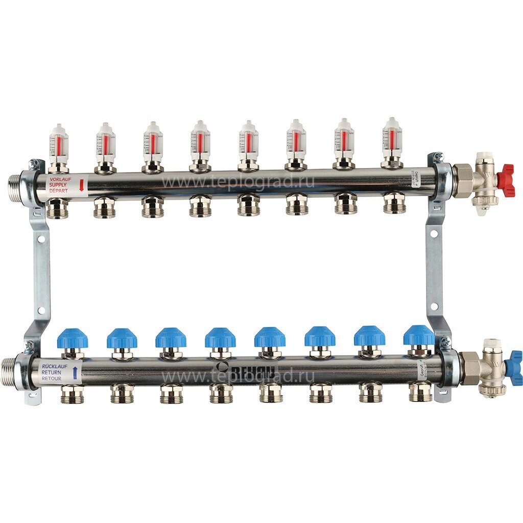 Коллектор Rehau HKV-D на 8 контуров с расходомерами - 12080811002 от компании MetSnab - фото 1