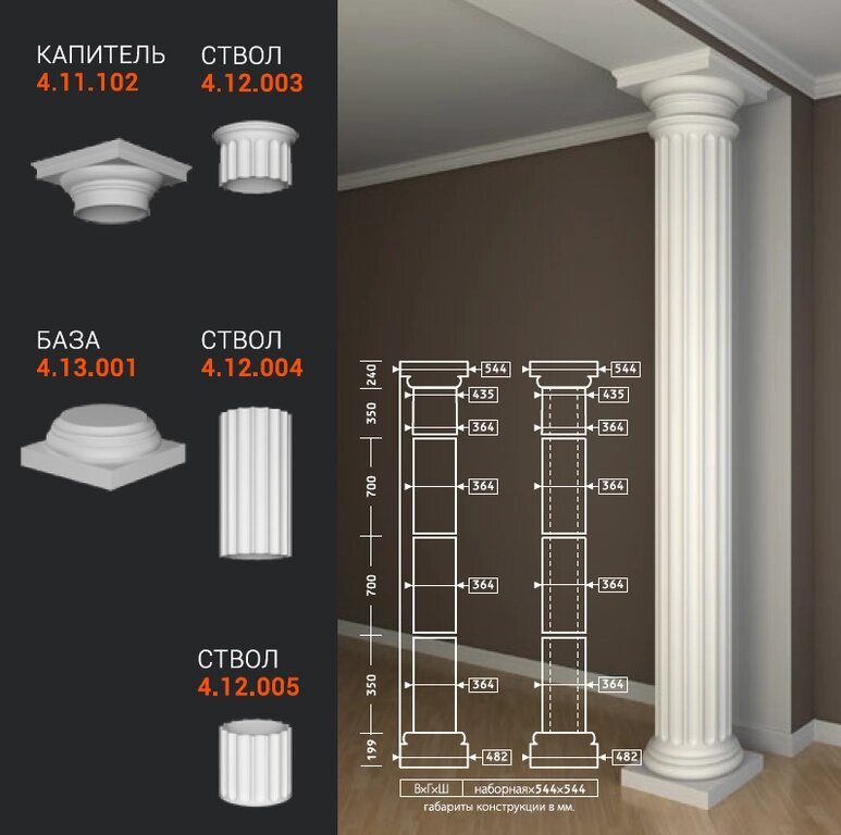 Колонна 4.12.003 d364мм наборная Европласт от компании MetSnab - фото 1