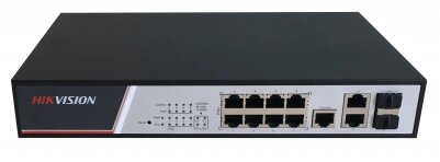 Коммутатор HIKVISION DS-3E2310P 8 RJ45 100M PoE; 2 комбо-порта (1000М Ethernet/1000M SFP); таблица MAC адресов на 8000 от компании MetSnab - фото 1