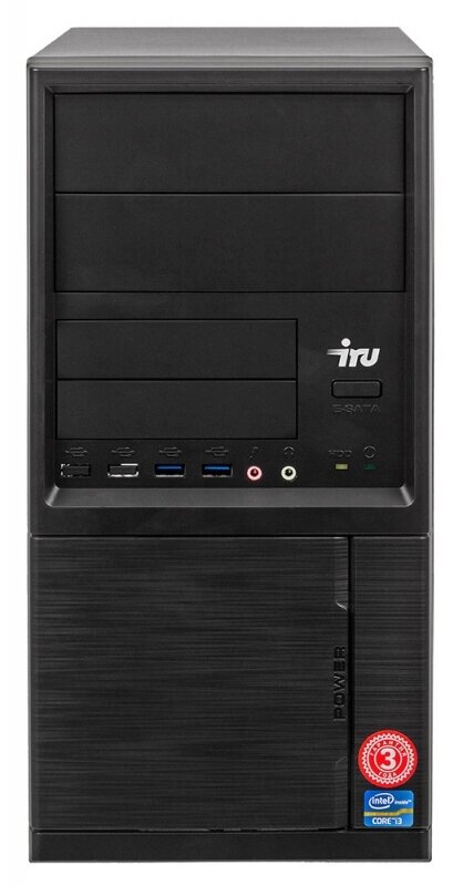 Компьютер IRU Office 313 MT i3 9100F (3.6)/8Gb/1Tb 7.2k/GT710 1Gb/Win 10 Home Single Language 64/400W/Black от компании MetSnab - фото 1