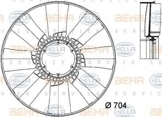 Крыльчатка вентилятора Hella 8MV376733251 от компании MetSnab - фото 1