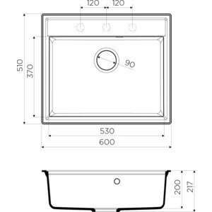 Кухонная мойка и смеситель Omoikiri Daisen 60-SA бежевый (4993623, 4994055) от компании MetSnab - фото 1