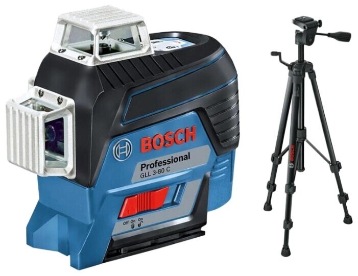 Лазерный уровень самовыравнивающийся BOSCH GLL 3-80 C Professional + AA 1 + BT 150 (0601063R01) со штативом от компании MetSnab - фото 1