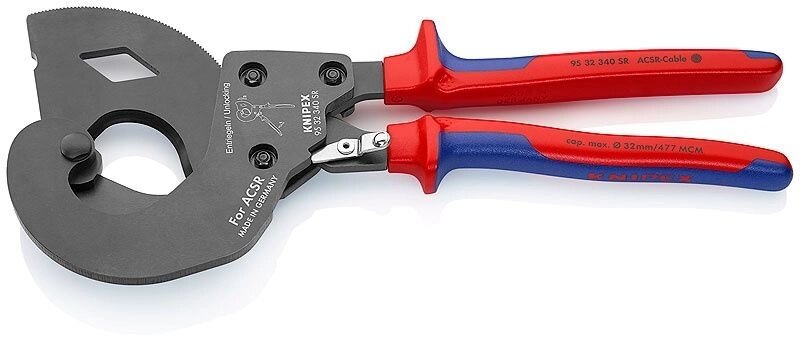 Ножницы для резки кабелей KNIPEX 95 32 340SR, для ACSR (алюминий-сталь) проводника до 32мм, 340 mm от компании MetSnab - фото 1