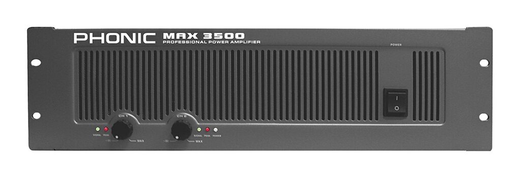 Phonic MAX 3500 Усилитель мощности, 2 х 1200 Вт/4 Ом (2 x 800 Вт/8 Ом), 2U, вход: 2 х XLR/Jack 6.3 от компании MetSnab - фото 1