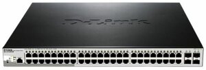 Коммутатор PoE D-link DGS-1210-52MP/ME/B1A 48x10/100/1000Mbp PoE (370 Вт), 4xSFP, L2, 19