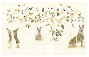 Керамическая плитка Winchester Classic Family Of Hares Colour On Off White 63.5x101.6