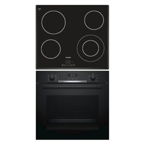 Встраиваемый комплект Bosch HBG537NB0R + PKF651B17 черный/черный