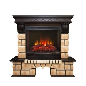 Домашний электрокамин Real-Flame Stone Brick 25/25,5 с очагом Evrika 25,5 LED с искусственным камнем