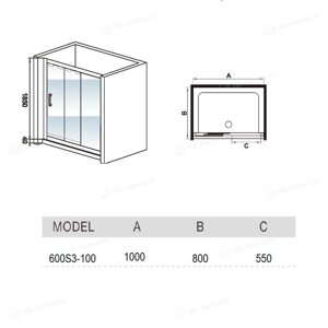 Душевая дверь WeltWasser WW600 600S3-100L 100x185 L с поддоном 100x100x15