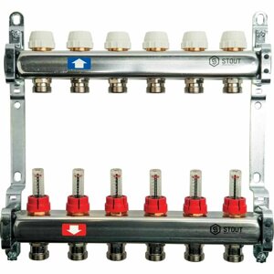 Коллектор из нержавеющей стали с расходомерами на 13 выходов Stout