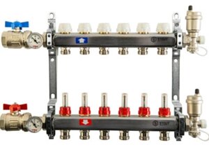Коллектор отопления STOUT 1quot; нержа., 10x3/4quot; в сборе с расходомерами SMS 0907 000010