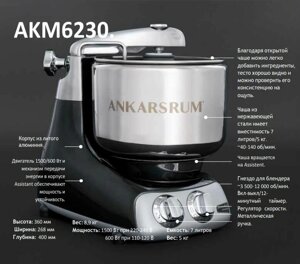 Тестомес Ankarsrum Assistent Original AKM6230 Royal Blue-королевский синий, 2 чаши, 2300608